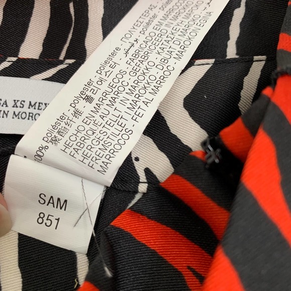 Zara Zebra Stripe Pleated Leg Slit Skirt - Picture 5 of 11